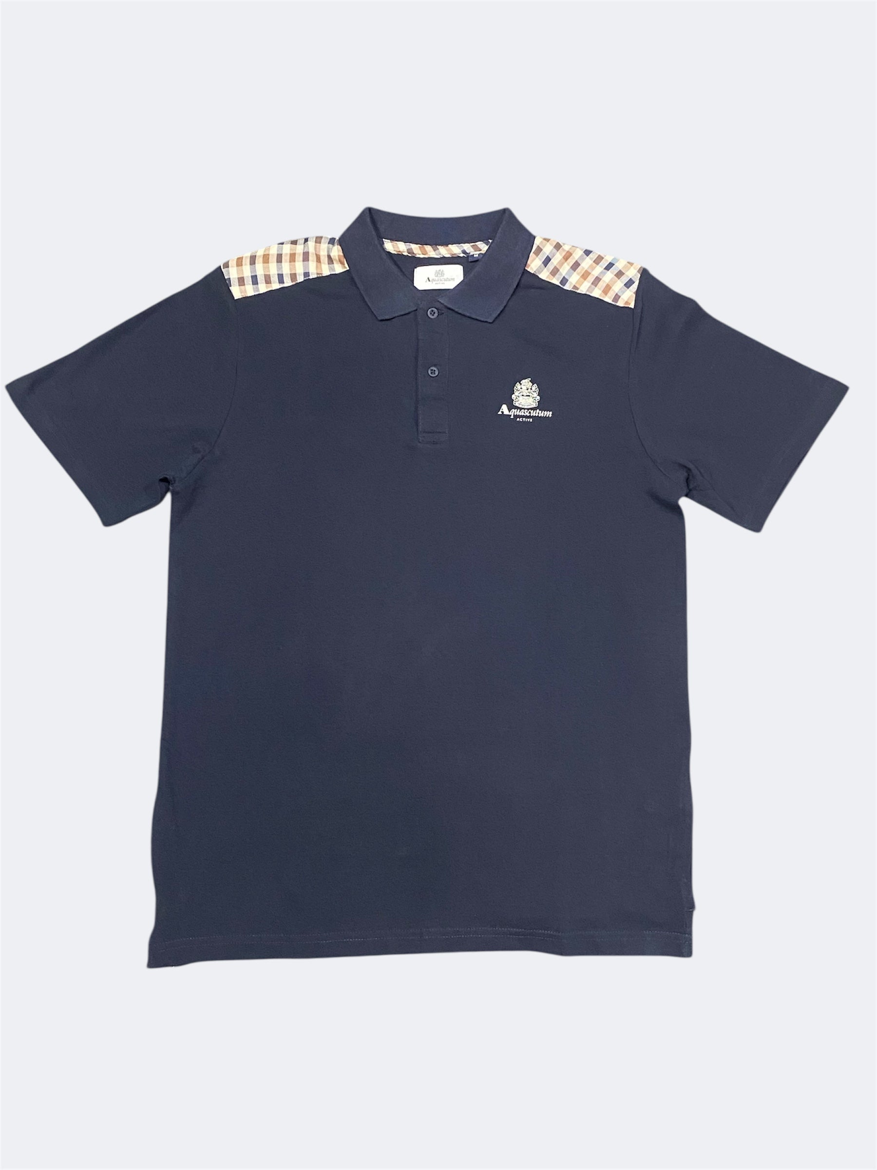 Aquascutum Shoulder Club Check Polo Navy