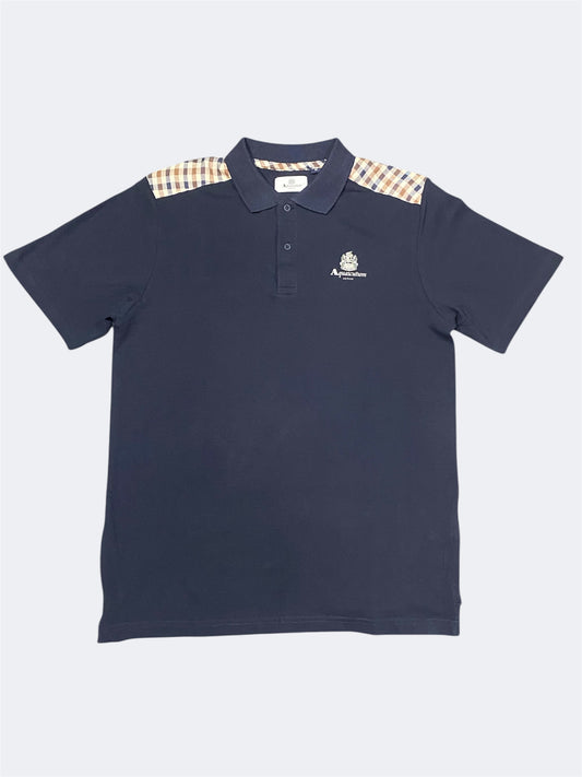 Aquascutum Shoulder Club Check Polo Navy