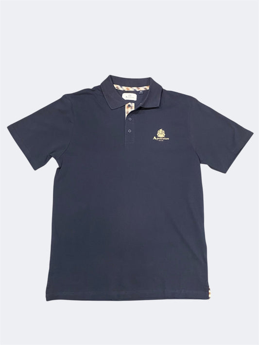 Aquascutum Small Logo Pique Polo Navy