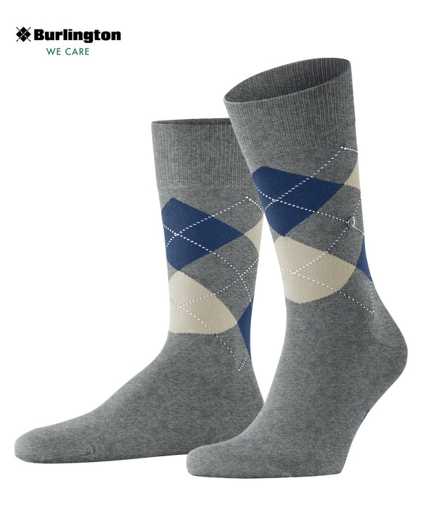 Burlington King Argyle Organic Cotton Socks Light Grey