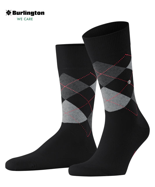 Burlington King Argyle Organic Cotton Socks Black