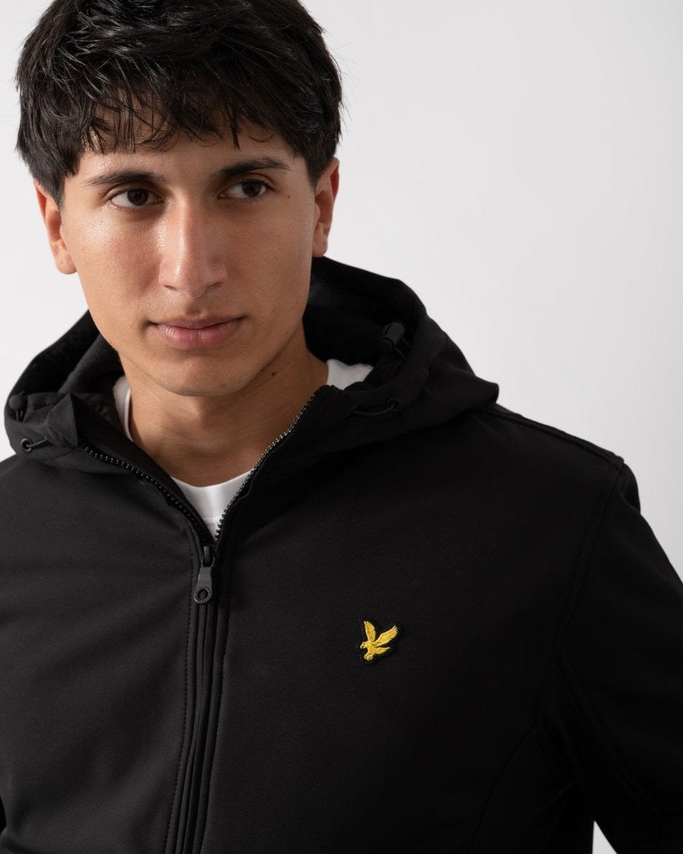 Lyle & Scott Fleece Back Softshell Jacket in Black