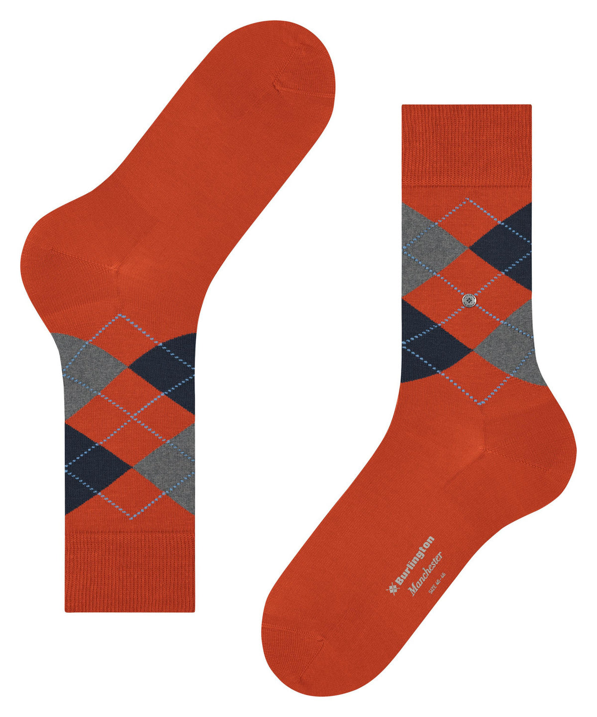 Burlington Manchester Organic Cotton Argyle Socks Orange