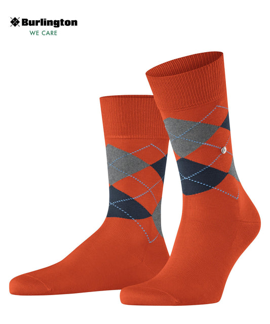 Burlington Manchester Organic Cotton Argyle Socks Orange