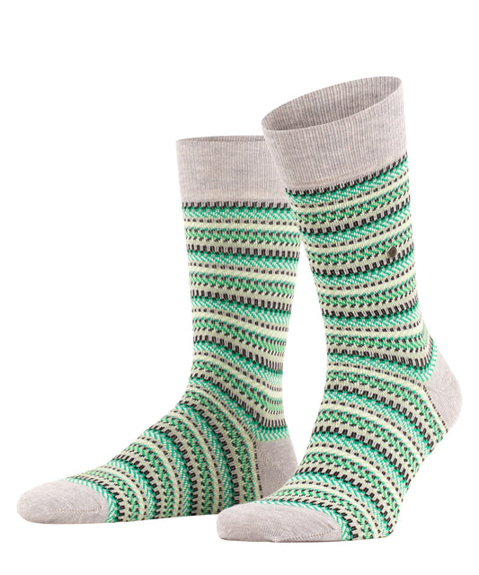 Burlington Fair Isle Fashion Socks Grey Melange/Green