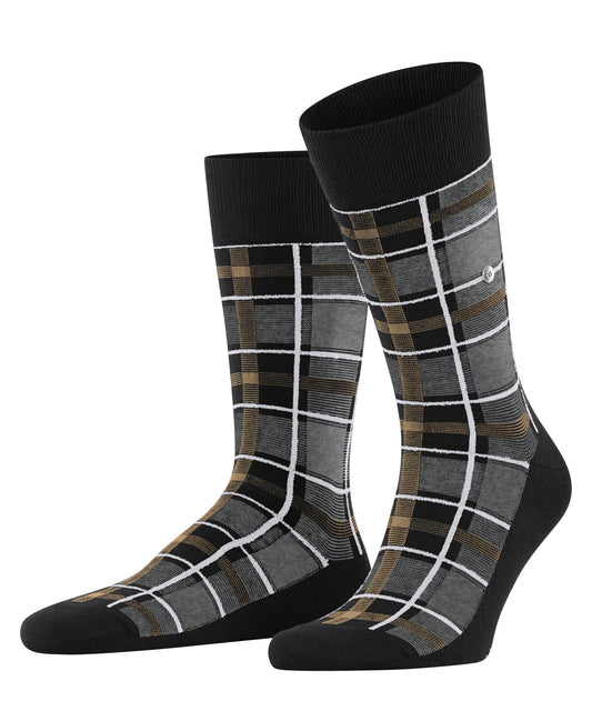 Burlington Heritage Check Fashion Cotton Socks Black