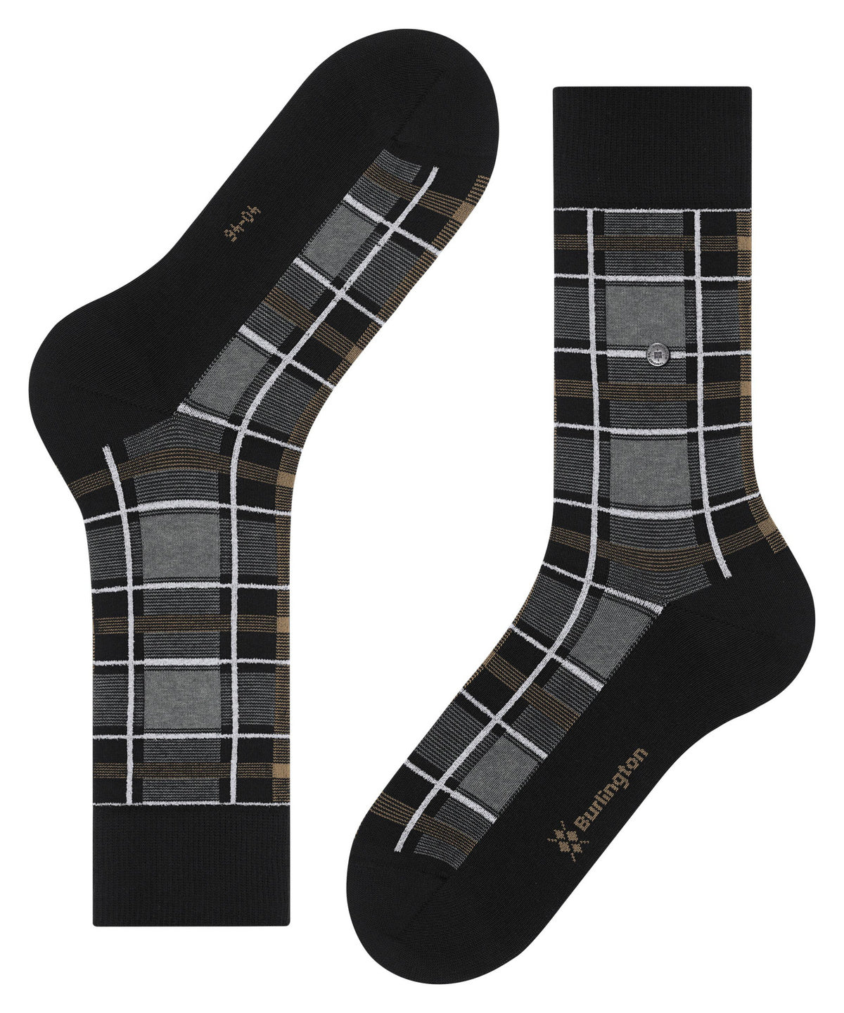 Burlington Heritage Check Fashion Cotton Socks Black