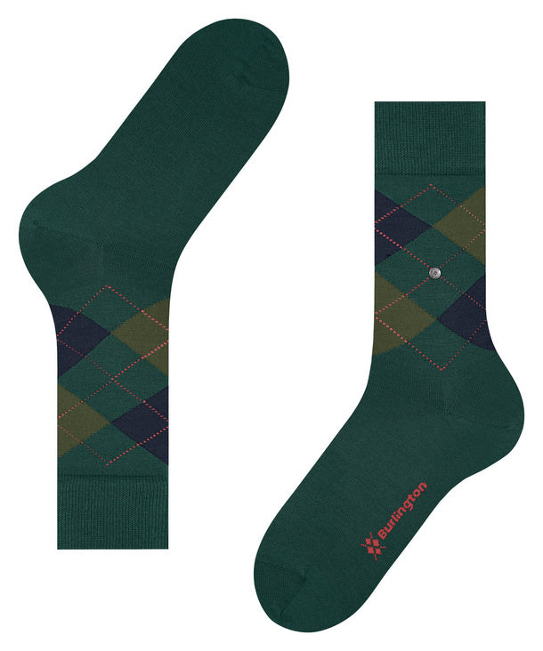 Burlington Edinburgh Argyle Wool Mix Socks Deep Teal