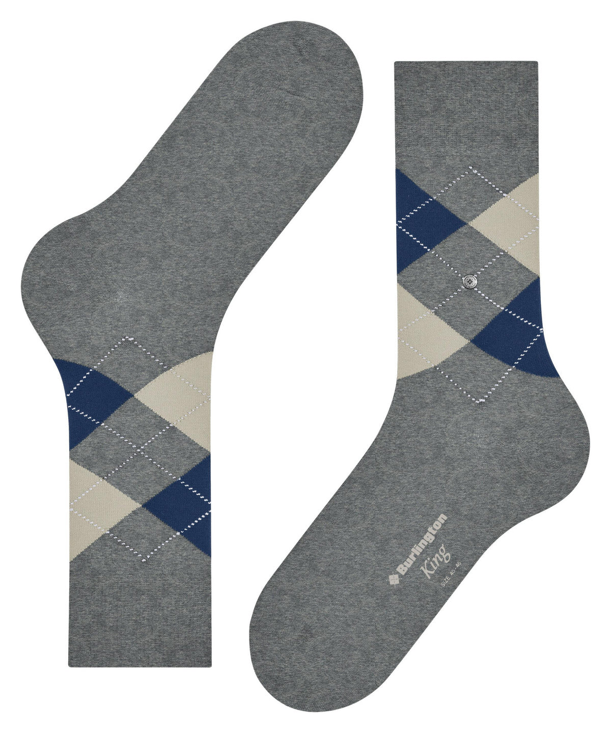 Burlington King Argyle Organic Cotton Socks Light Grey