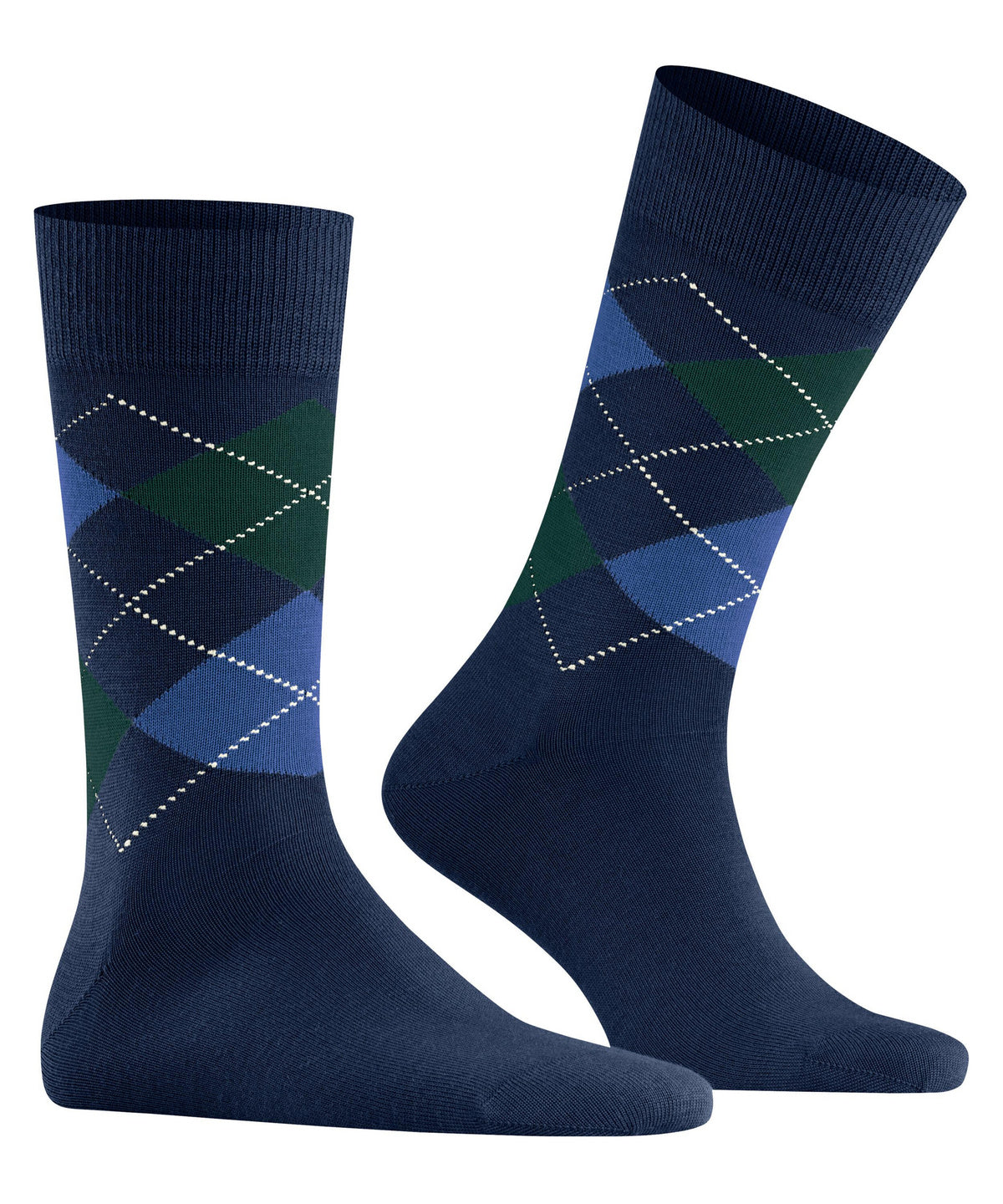 Burlington Edinburgh Wool Argyle Socks Navy