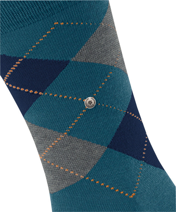 Burlington Edinburgh Wool Argyle Socks Lagoon Blue