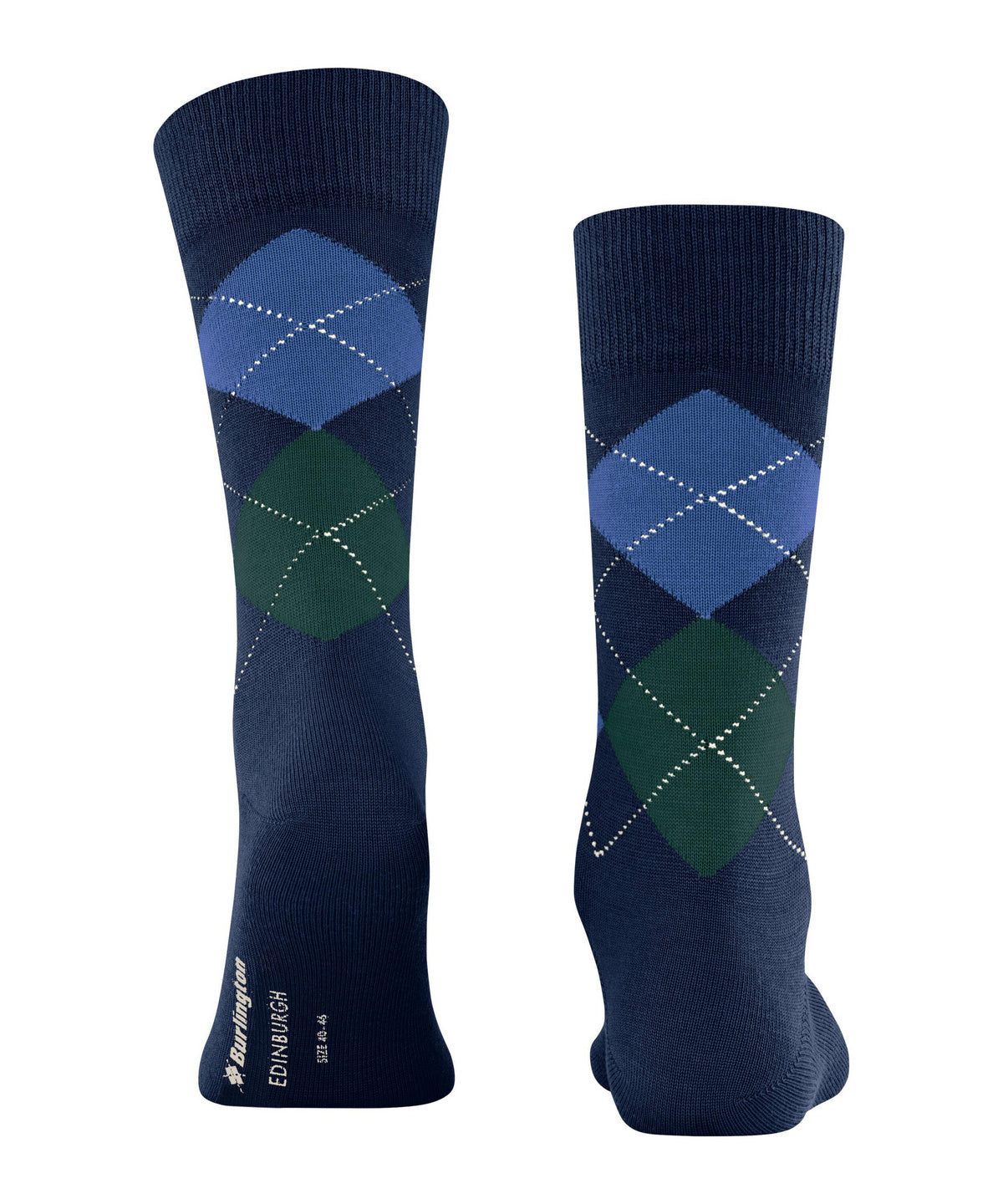 Burlington Edinburgh Wool Argyle Socks Navy