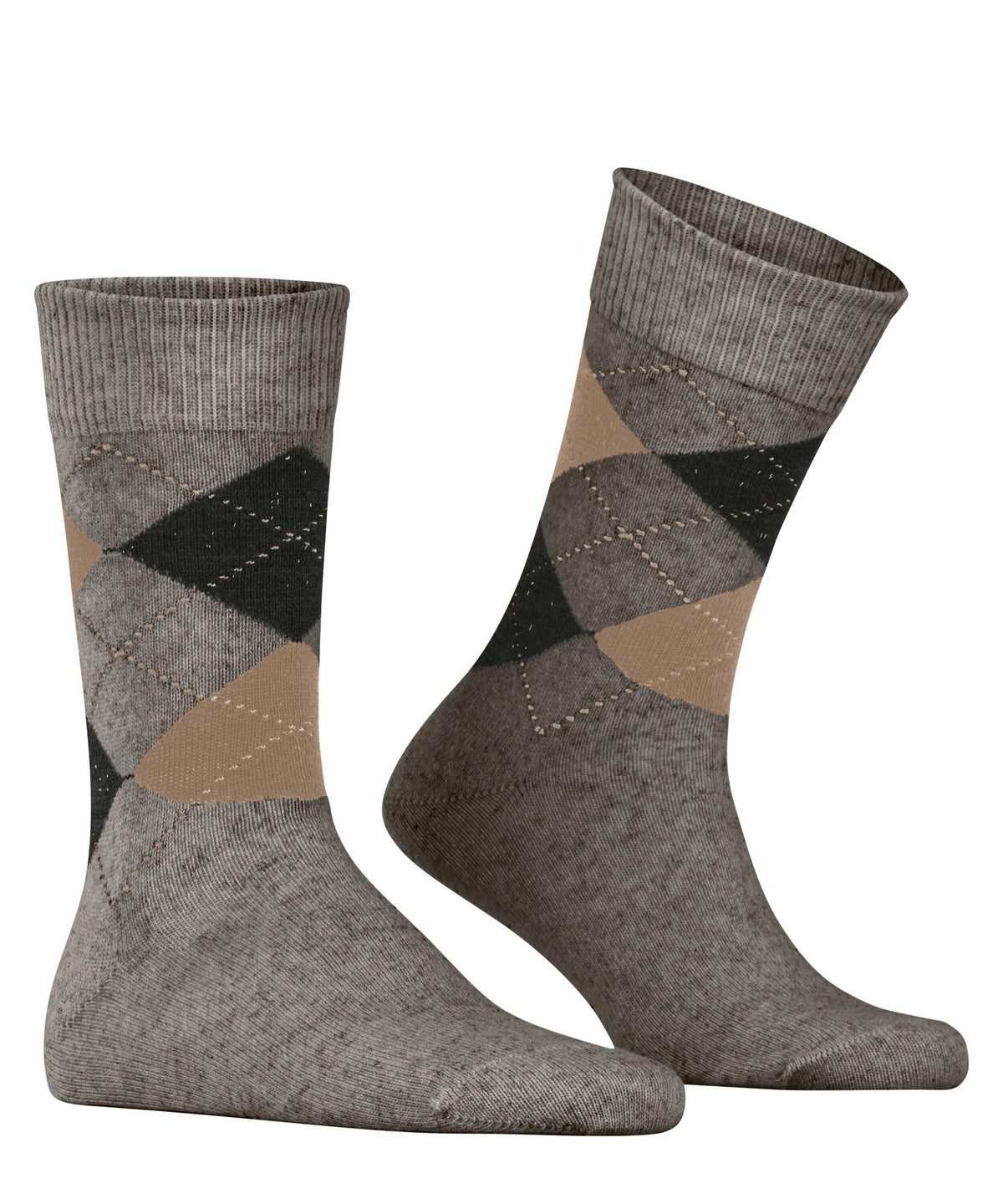 Burlington Dundee Argyle Tweed Wool Socks Smoke Melange