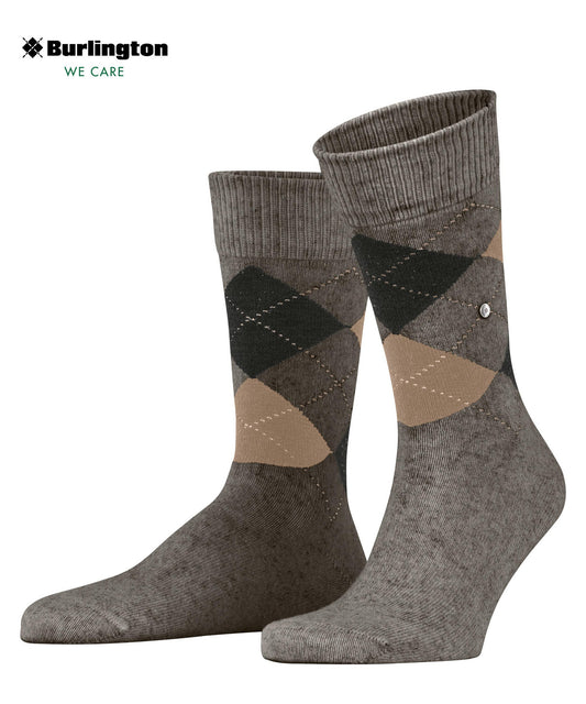 Burlington Dundee Argyle Tweed Wool Socks Smoke Melange
