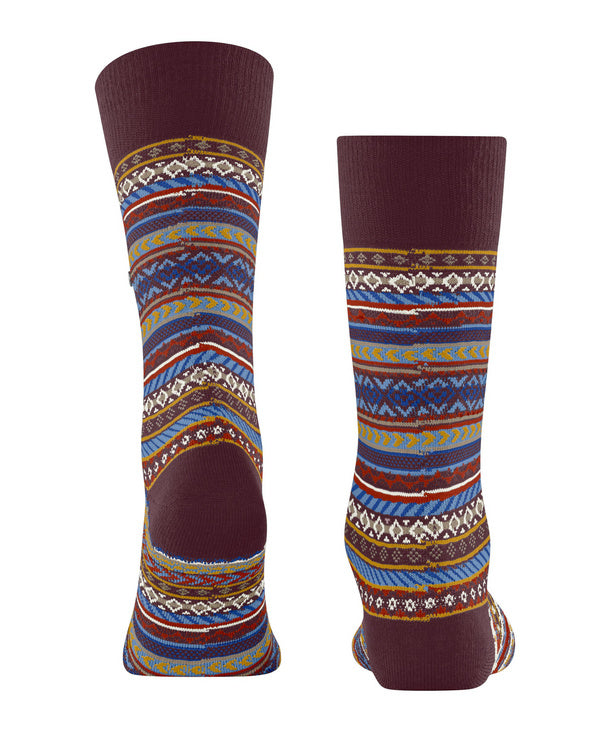 Burlington Fair Isle Pattern Socks Claret Red
