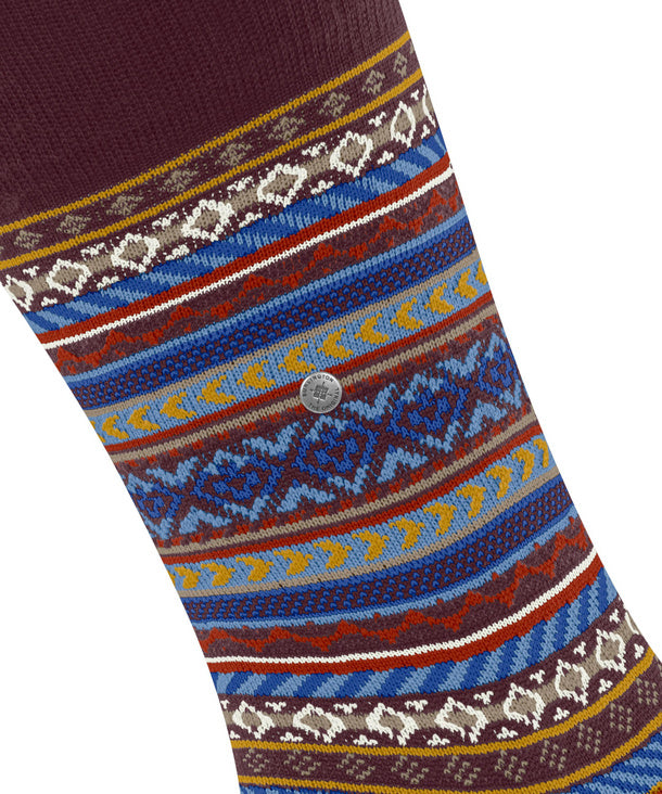 Burlington Fair Isle Pattern Socks Claret Red