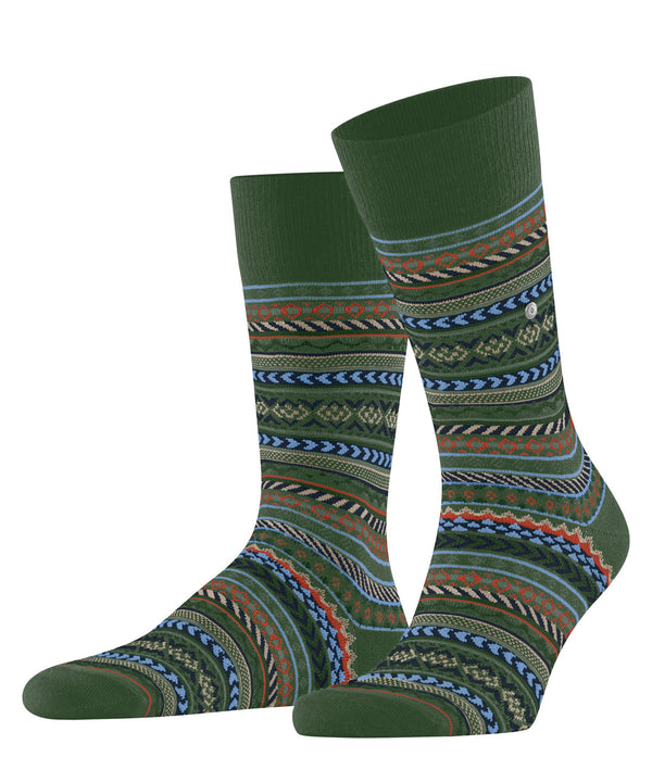 Burlington Fair Isle Pattern Socks Green