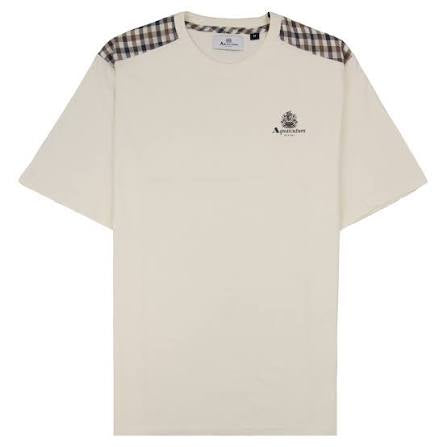 Aquascutum Active Shoulder Club Check T-Shirt Old White