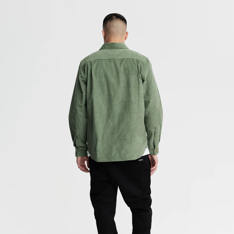 Parlez Ayr Cord Shirt Olive Green