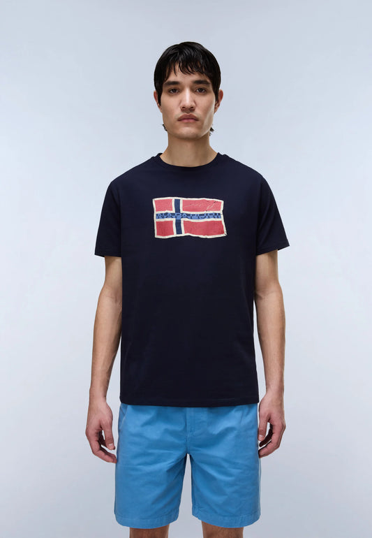 Napapijri Mahsa Flag Print T-Shirt Blue Marine