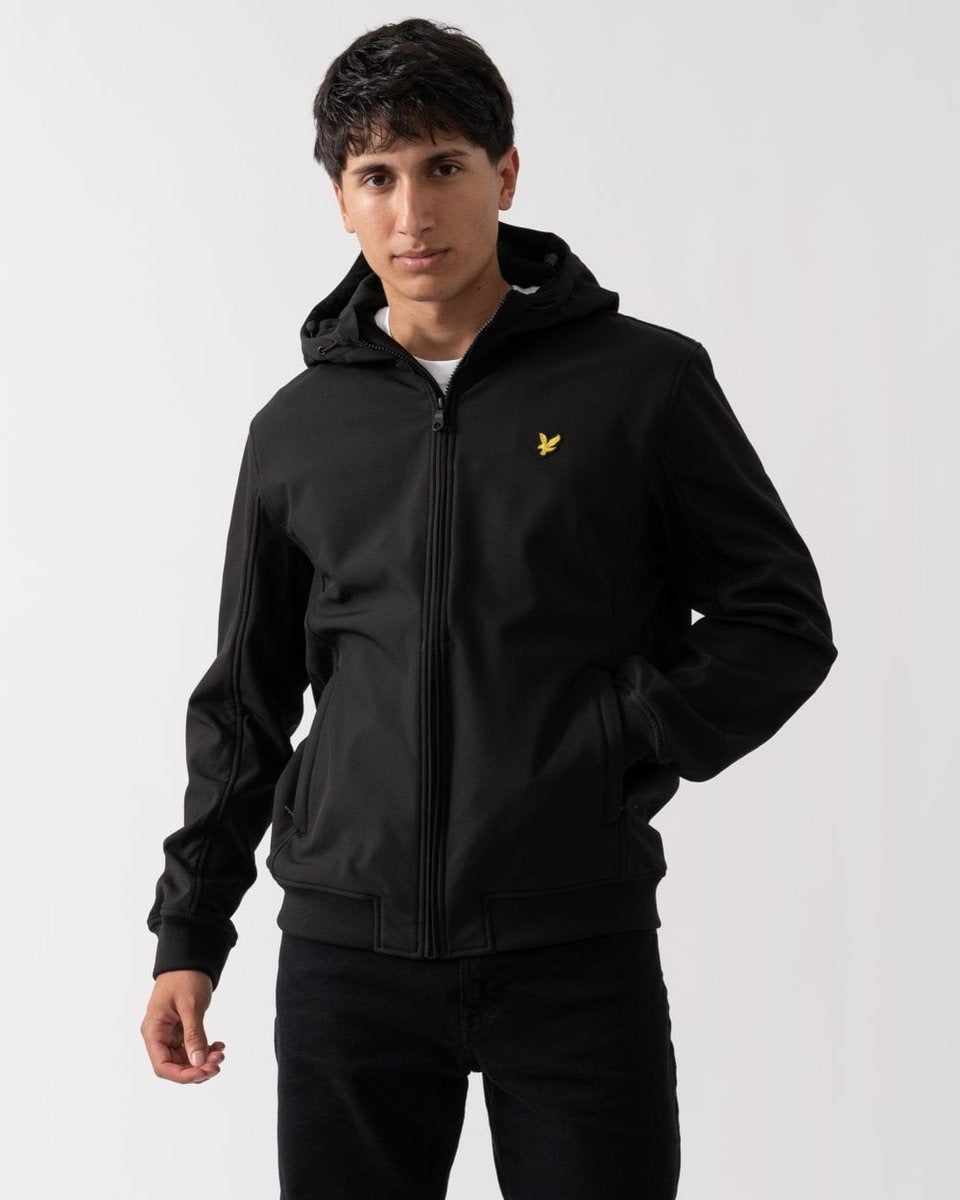Lyle & Scott Fleece Back Softshell Jacket in Black