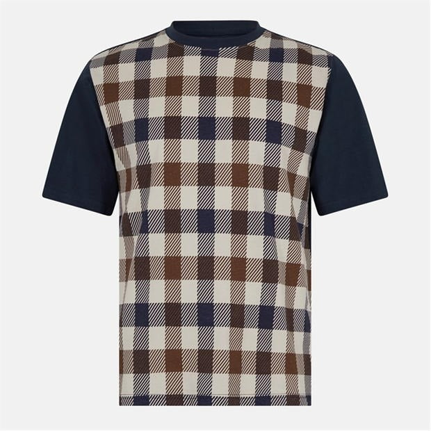 Aquascutum Active Macro Check Front T-Shirt Navy