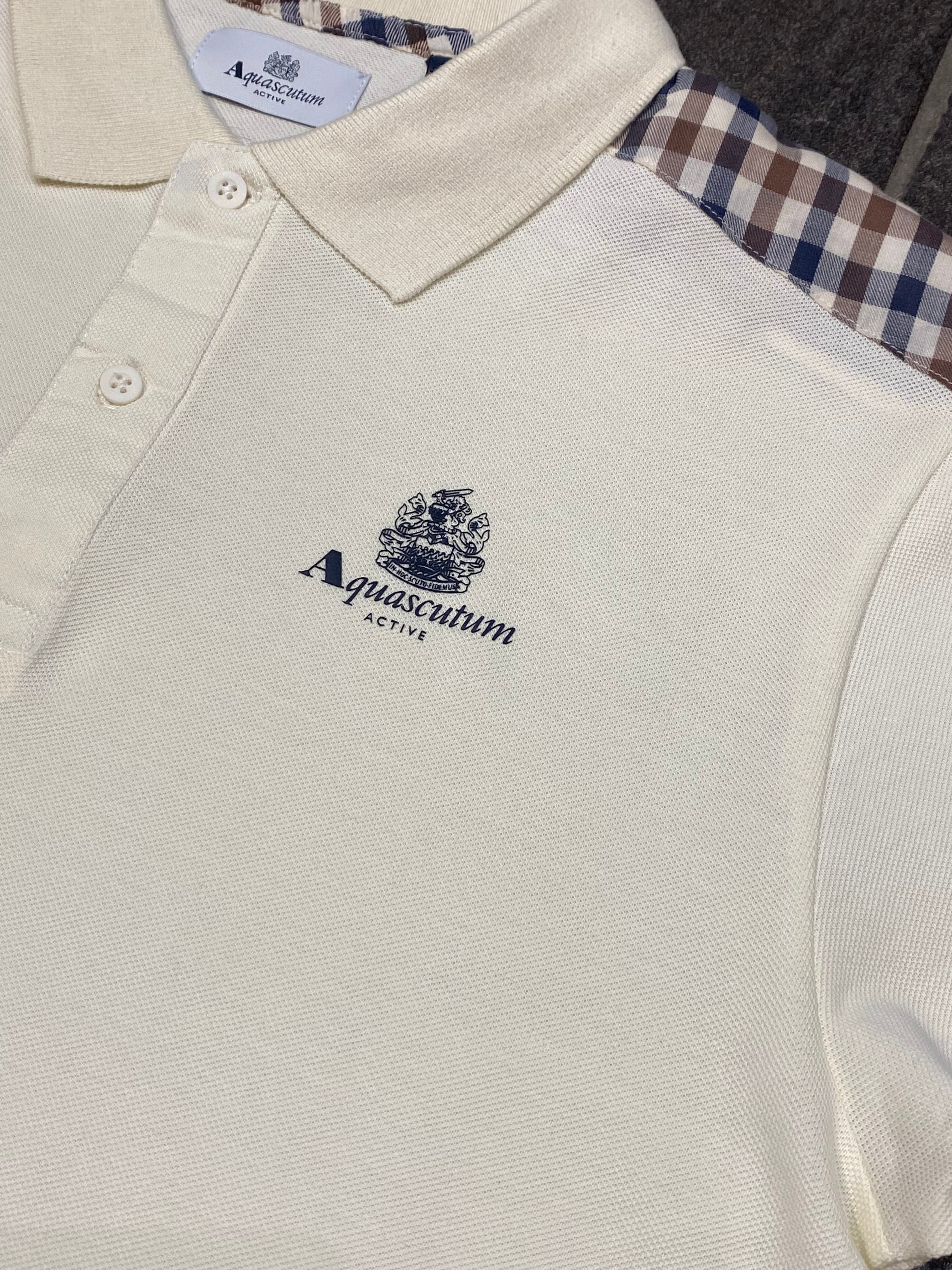 Aquascutum Shoulder Club Check Polo Beige