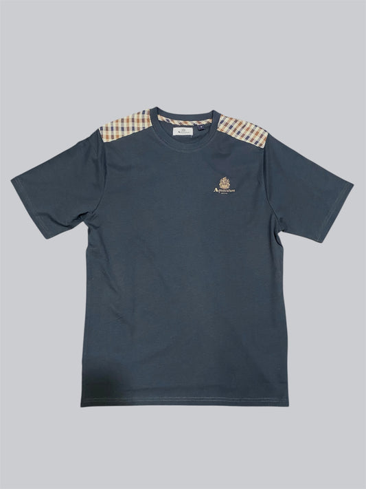 Aquascutum Active Shoulder Club Check T-Shirt Navy
