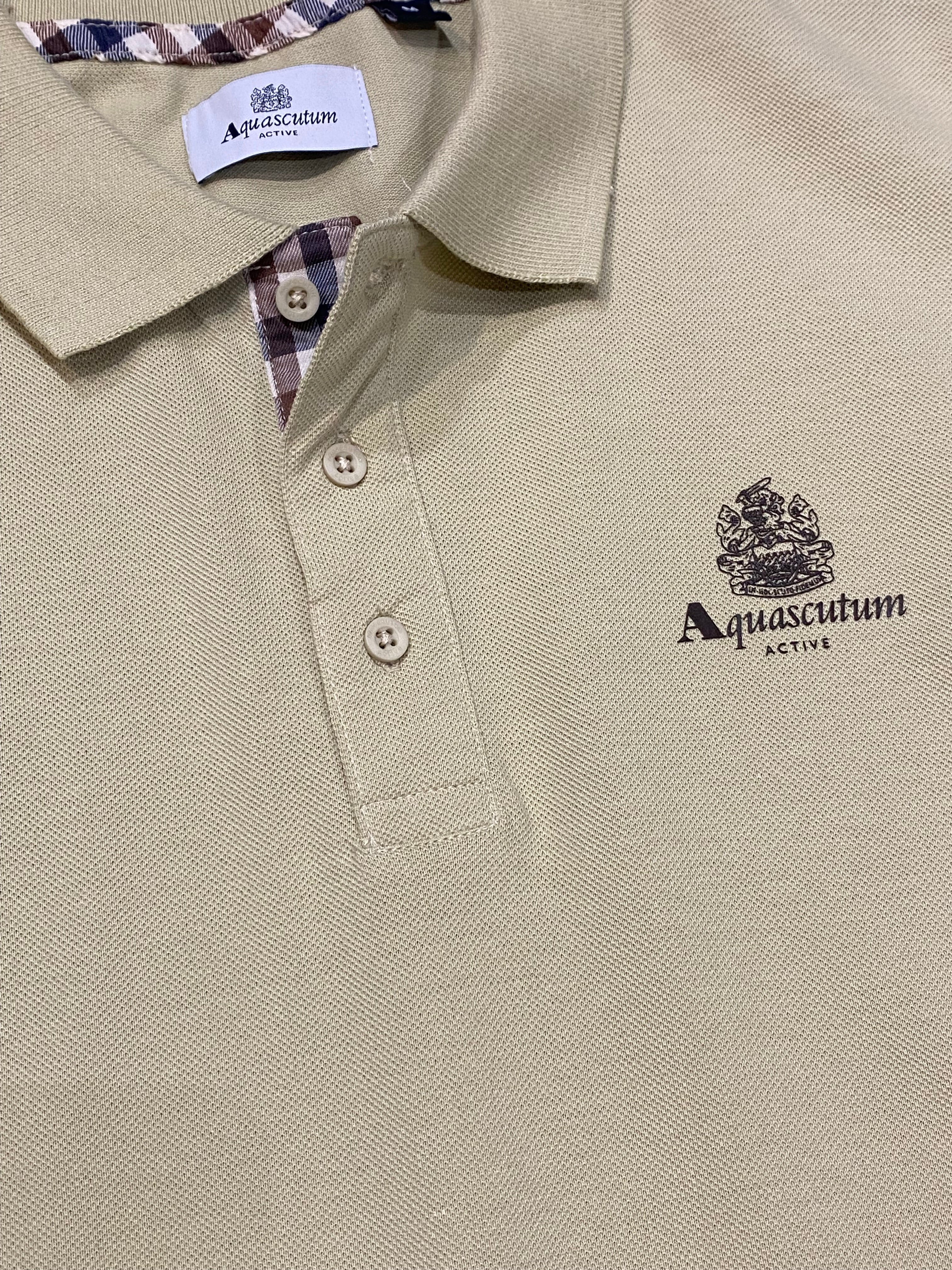 Aquascutum Small Logo Pique Polo Beige