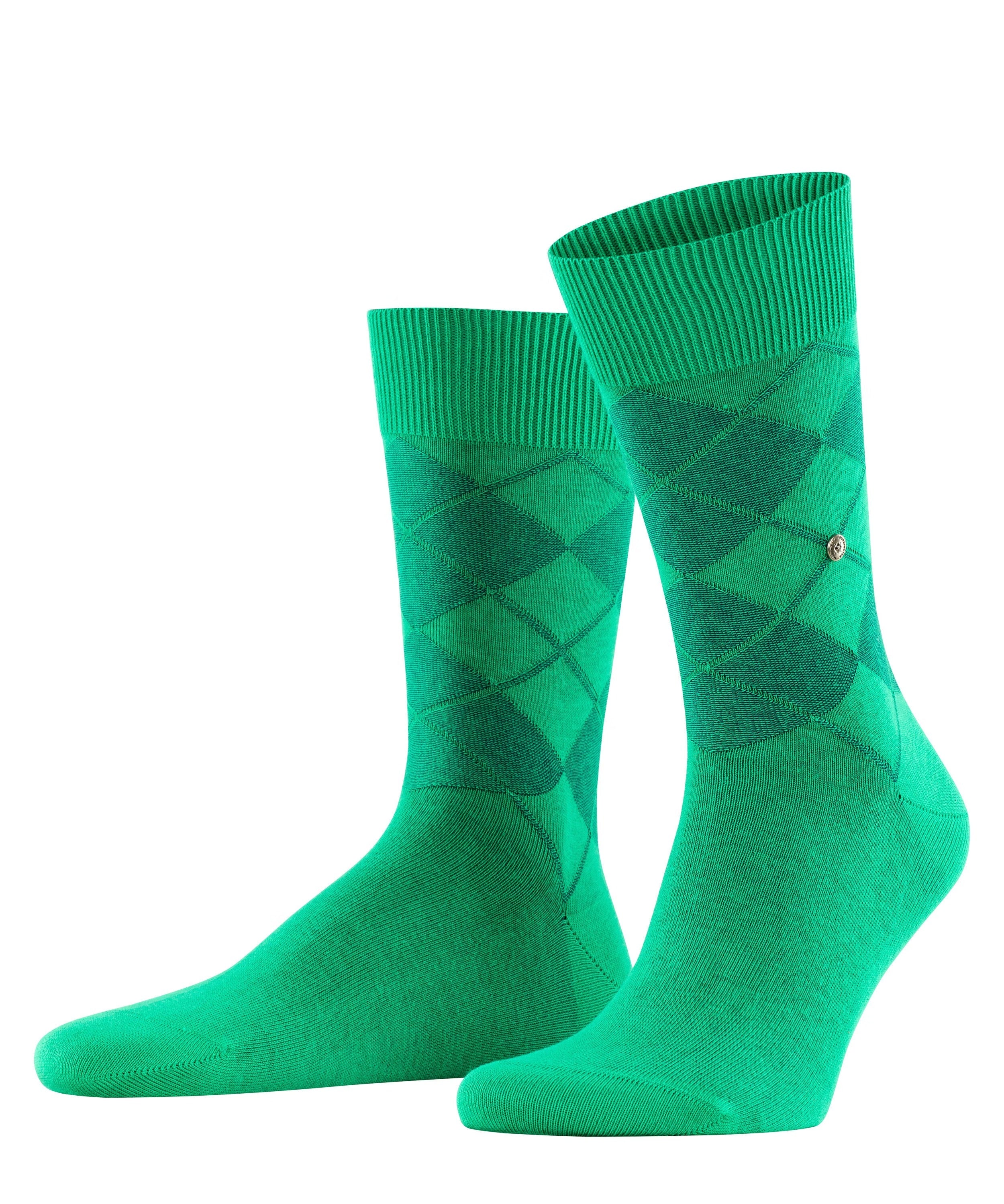 Burlington Bolton Argyle Organic Cotton Socks in Apple Green