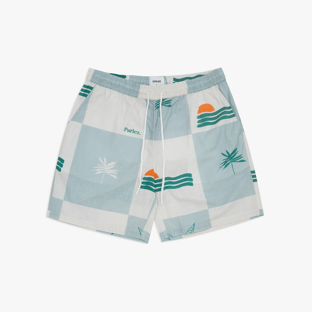Parlez Cabo Print Shorts Sea Mist