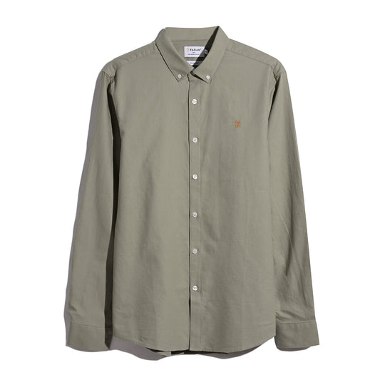 Farah Long Sleeve Brewer Oxford Cotton Shirt Balsam