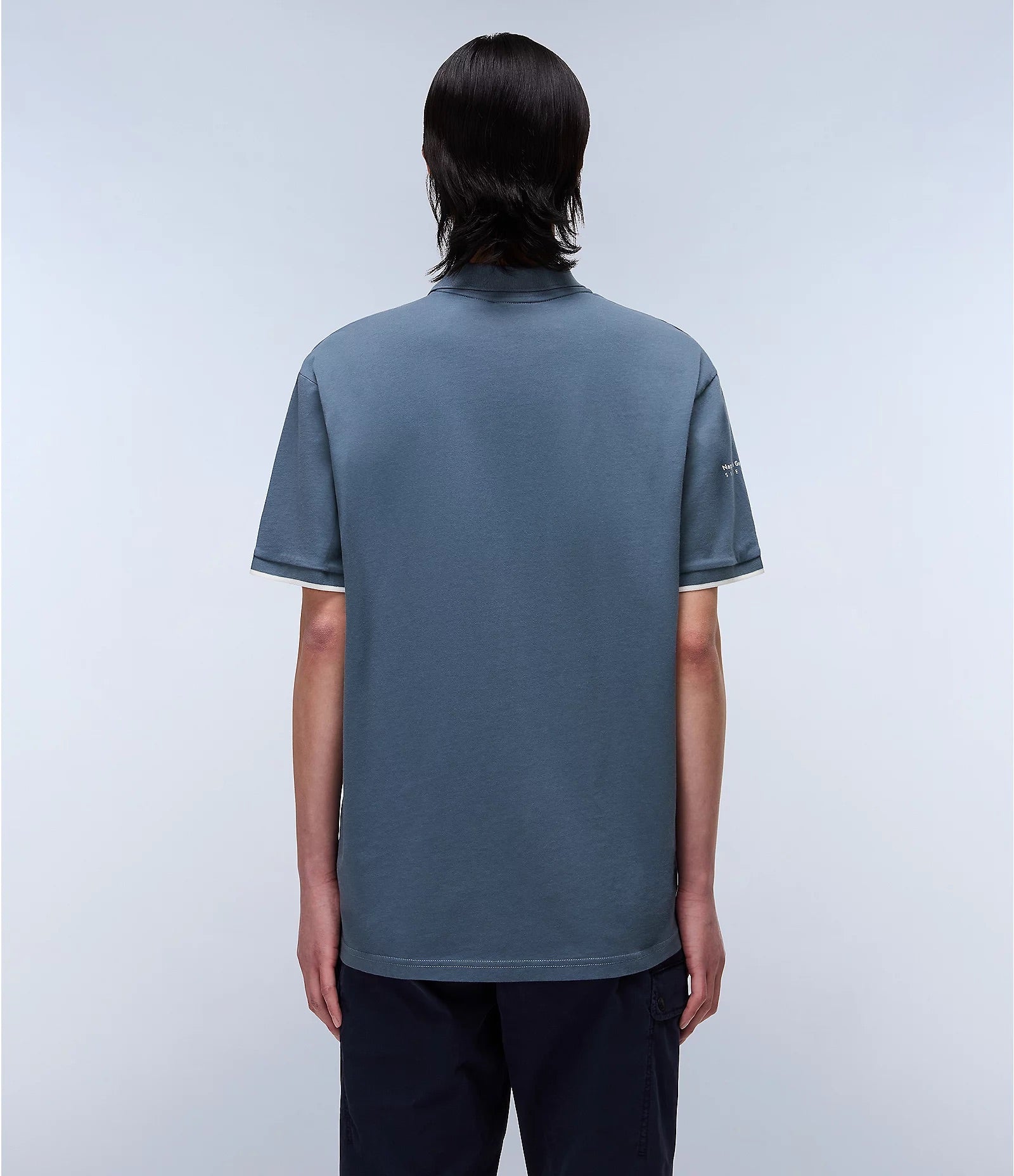 Napapijri Badge Summer Short Sleeve Polo Shirt Stormy Weat Grey