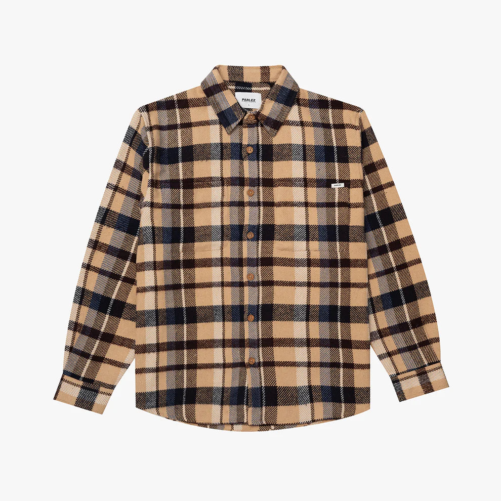 Parlez Rivington Brushed Cotton Blue Check Overshirt