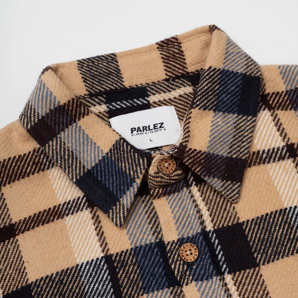 Parlez Rivington Brushed Cotton Blue Check Overshirt