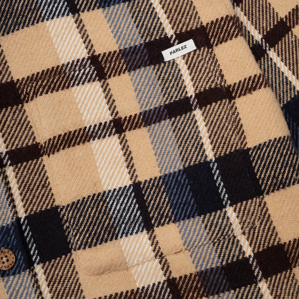 Parlez Rivington Brushed Cotton Blue Check Overshirt