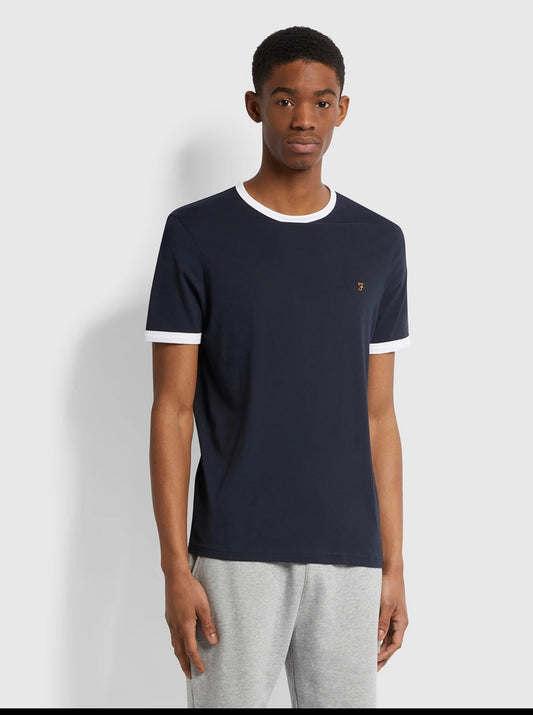 Farah Groves Organic Cotton Ringer T-Shirt True Navy