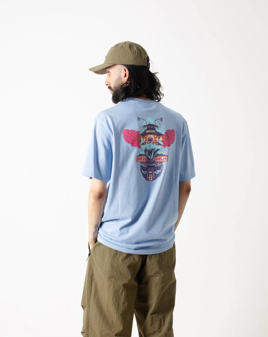 Hikerdelic Backprint Bee & Bee T-Shirt Fjord Blue