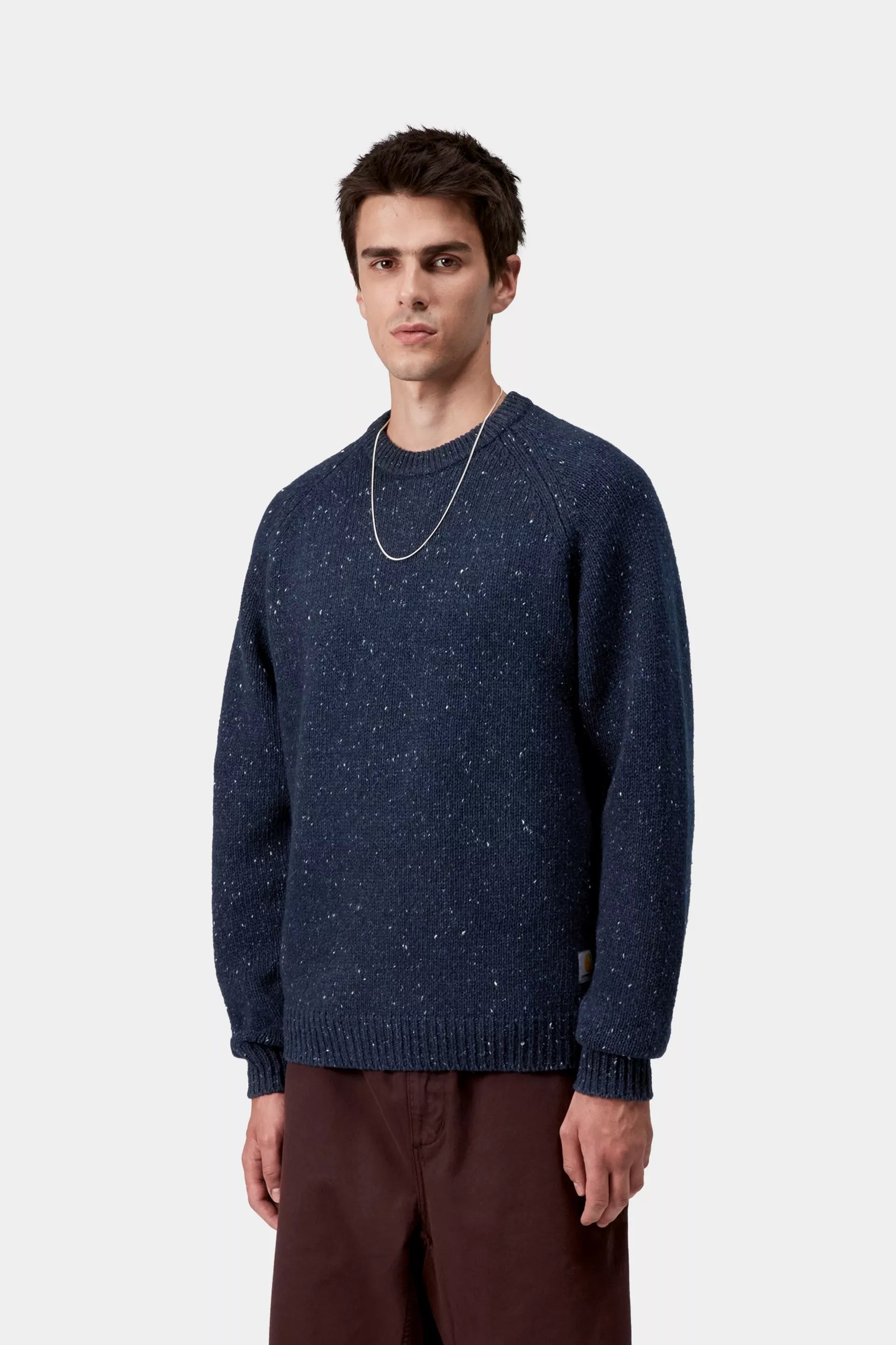 Carhartt WIP Anglistic Lambswool Sweater Juniper Blue