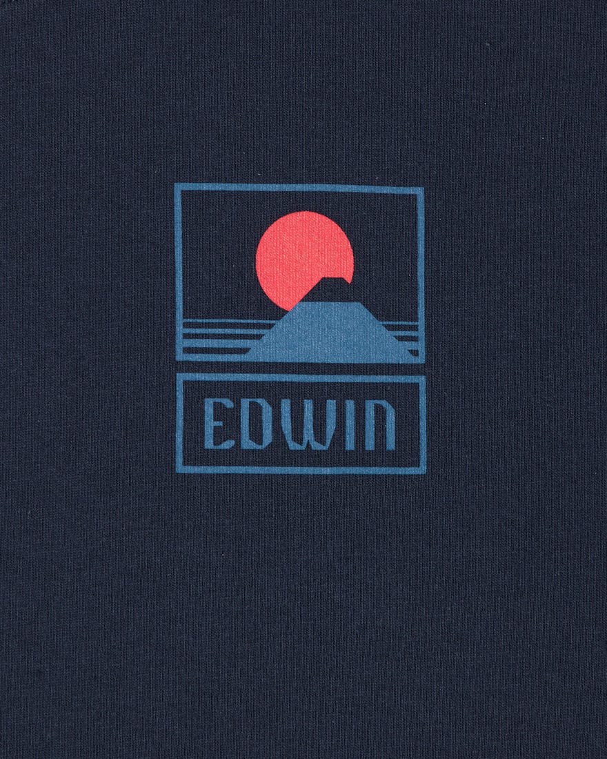 Edwin Sunset on Mt Fuji T-Shirt Navy Blazer