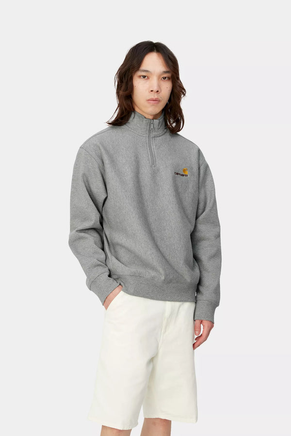 Carhartt WIP Half Zip American Script Sweat Grey Heather