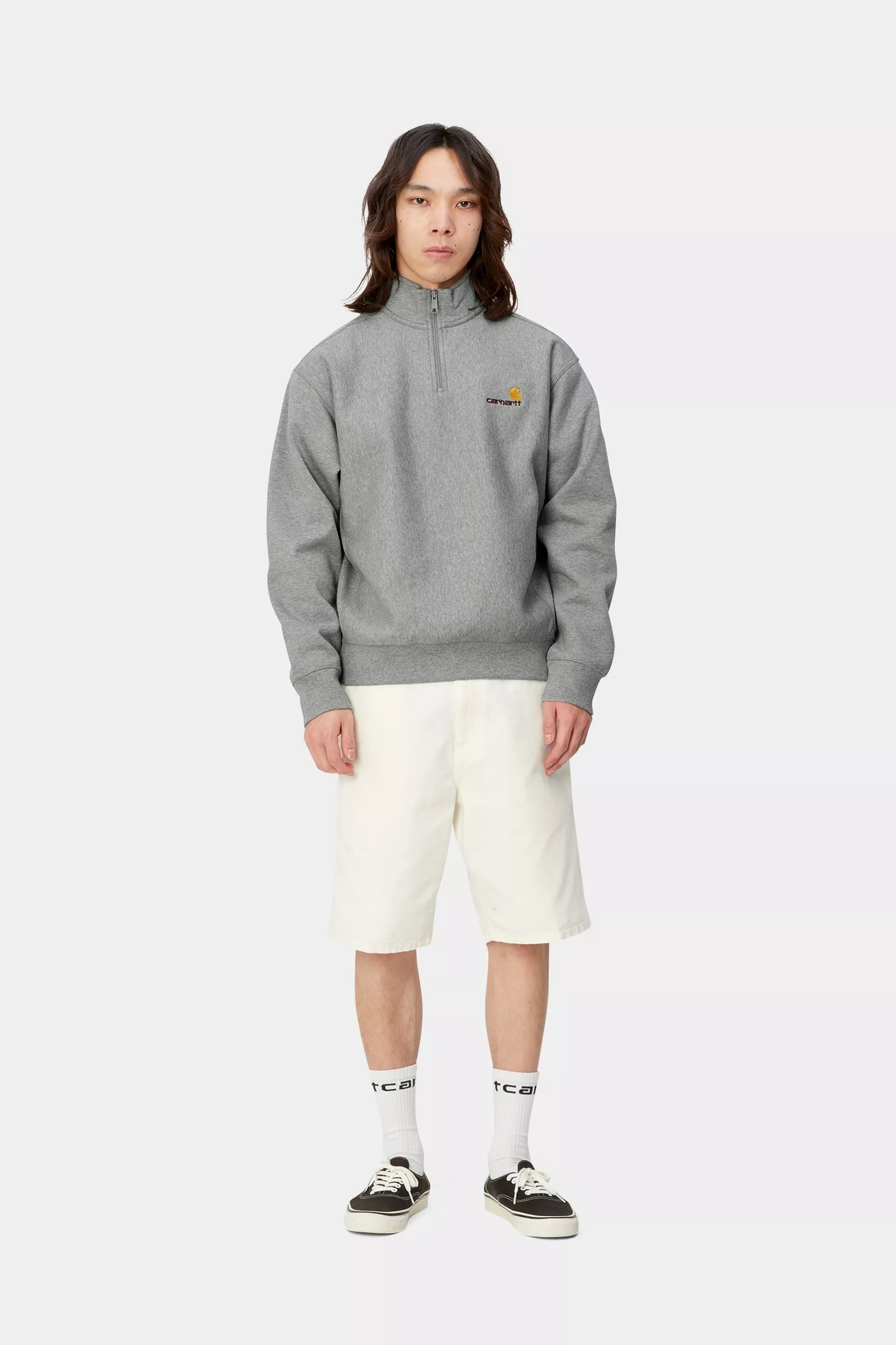 Carhartt WIP Half Zip American Script Sweat Grey Heather