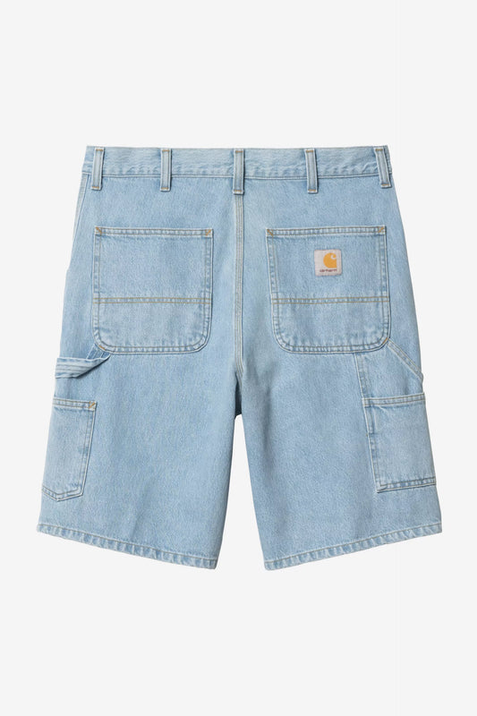Carhartt WIP Single Knee Denim Shorts Blue Heavy Stone Bleached