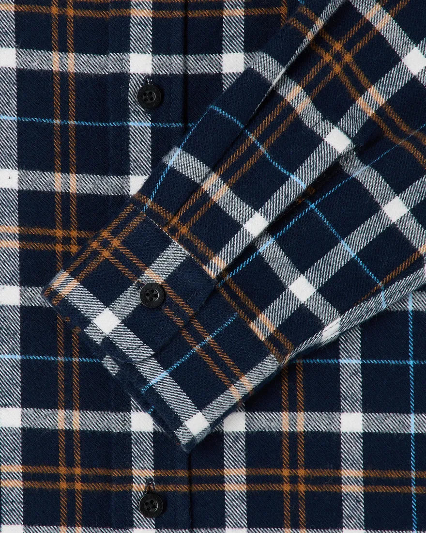 Edwin Labour Check Flannel Shirt Navy Blue