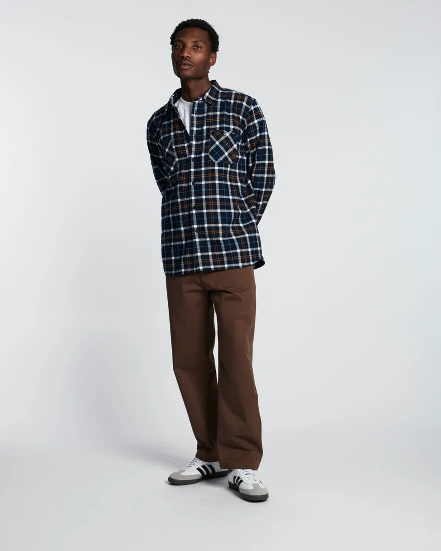 Edwin Labour Check Flannel Shirt Navy Blue