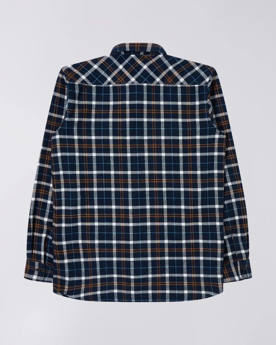 Edwin Labour Check Flannel Shirt Navy Blue
