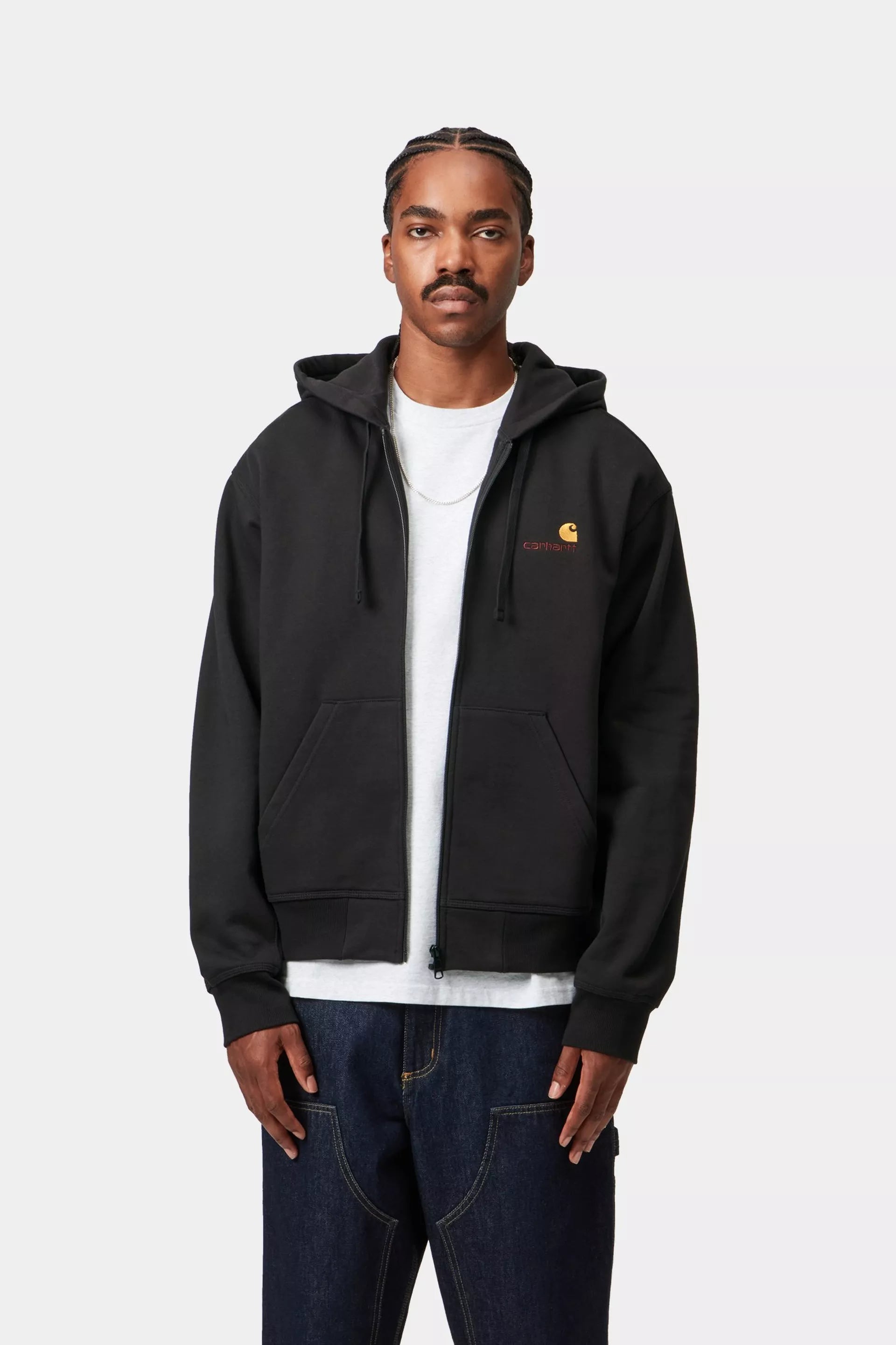 Carhartt WIP Hooded American Script Zip Jacket Black