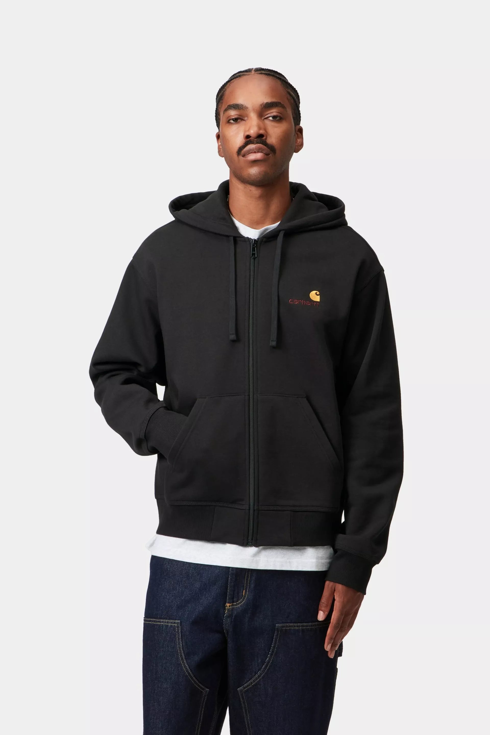 Carhartt WIP Hooded American Script Zip Jacket Black