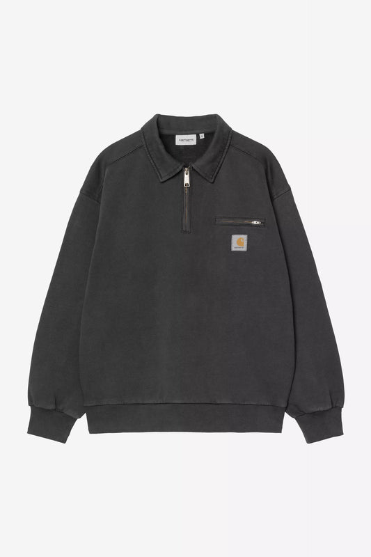 Carhartt WIP Half Zip Detroit Sweat Black Stone Washed