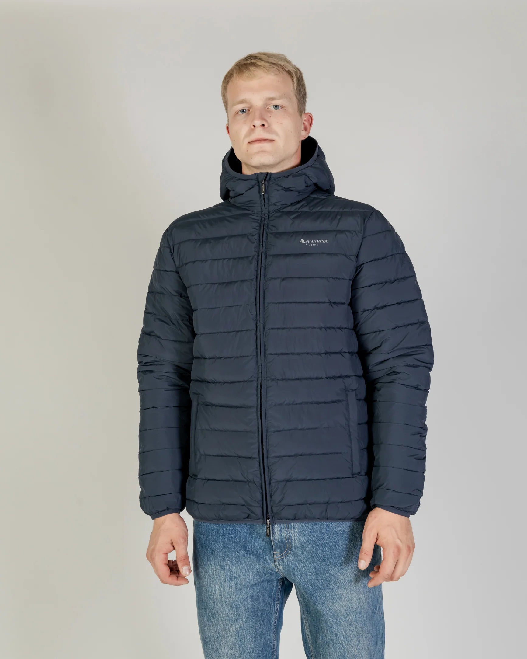 Aquascutum Active Quilted Puffer Hooded Jacket Navy – Inocencia